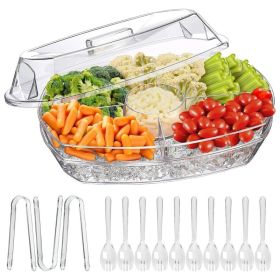 KFruit Ice Serving Tray Chilled Veggie Tray Shrimp Cocktail Serving Dish Appetizer Party Serving Platter Cold Food Buffet Server With Lid And 4 Co (Option: White)